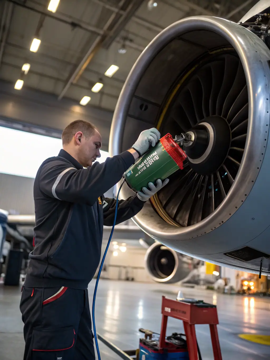 A detailed image of aviation kerosene being carefully loaded into the fuel tank of a commercial airplane, highlighting the precision and safety of the process.
